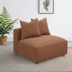 JENNIFER UPHOLSTERED ARMLESS CHAIR TERRACOTTA - Image 2