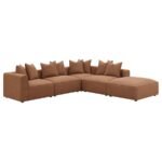 JENNIFER SQUARE UPHOLSTERED OTTOMAN TERRACOTTA - Image 7