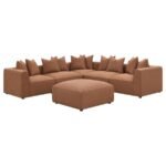 JENNIFER SQUARE UPHOLSTERED OTTOMAN TERRACOTTA - Image 8