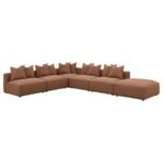 JENNIFER SQUARE UPHOLSTERED OTTOMAN TERRACOTTA - Image 9