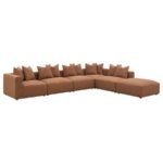 JENNIFER SQUARE UPHOLSTERED OTTOMAN TERRACOTTA - Image 10