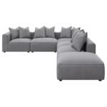 JENNIFER 6-PIECE UPHOLSTERED MODULAR SECTIONAL GREY - Image 3
