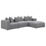 JENNIFER SQUARE UPHOLSTERED OTTOMAN GREY - Image 6