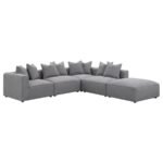 JENNIFER SQUARE UPHOLSTERED OTTOMAN GREY - Image 7
