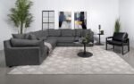 SASHA 5-PIECE UPHOLSTERED MODULAR SECTIONAL BARELY BLACK - Image 3