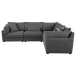 SASHA 5-PIECE UPHOLSTERED MODULAR SECTIONAL BARELY BLACK - Image 4