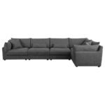 SASHA 5-PIECE UPHOLSTERED MODULAR SECTIONAL BARELY BLACK - Image 8