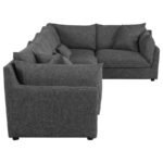 SASHA 5-PIECE UPHOLSTERED MODULAR SECTIONAL BARELY BLACK - Image 10