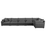SASHA 6-PIECE UPHOLSTERED MODULAR SECTIONAL BARELY BLACK - Image 6