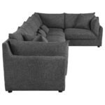 SASHA 6-PIECE UPHOLSTERED MODULAR SECTIONAL BARELY BLACK - Image 8