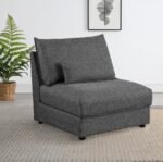 SASHA UPHOLSTERED ARMLESS CHAIR BARELY BLACK - Image 2