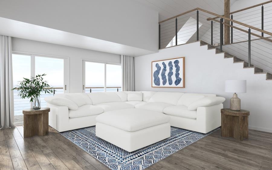 551751-SETA_01x900.jpg RALEIGH 6-PIECE BOUCLE UPHOLSTERED MODULAR SECTIONAL IVORY - Image 1