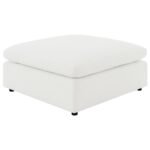 RALEIGH BOUCLE UPHOLSTERED OTTOMAN IVORY - Image 4
