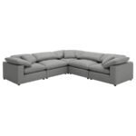 RALEIGH 5-PIECE BOUCLE UPHOLSTERED MODULAR SECTIONAL GREY - Image 2