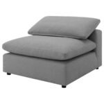 RALEIGH BOUCLE UPHOLSTERED ARMLESS CHAIR GREY - Image 4