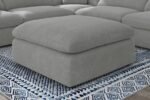 RALEIGH BOUCLE UPHOLSTERED OTTOMAN GREY - Image 2