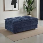 ATLANTIC CORDUROY UPHOLSTERED RECTANGULAR OTTOMAN BLUE - Image 2