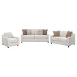 CHRISTINE 3-PIECE UPHOLSTERED SLOPED ARM SOFA SET BEIGE - Image 2
