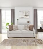 CHRISTINE UPHOLSTERED SLOPED ARM SOFA BEIGE - Image 2