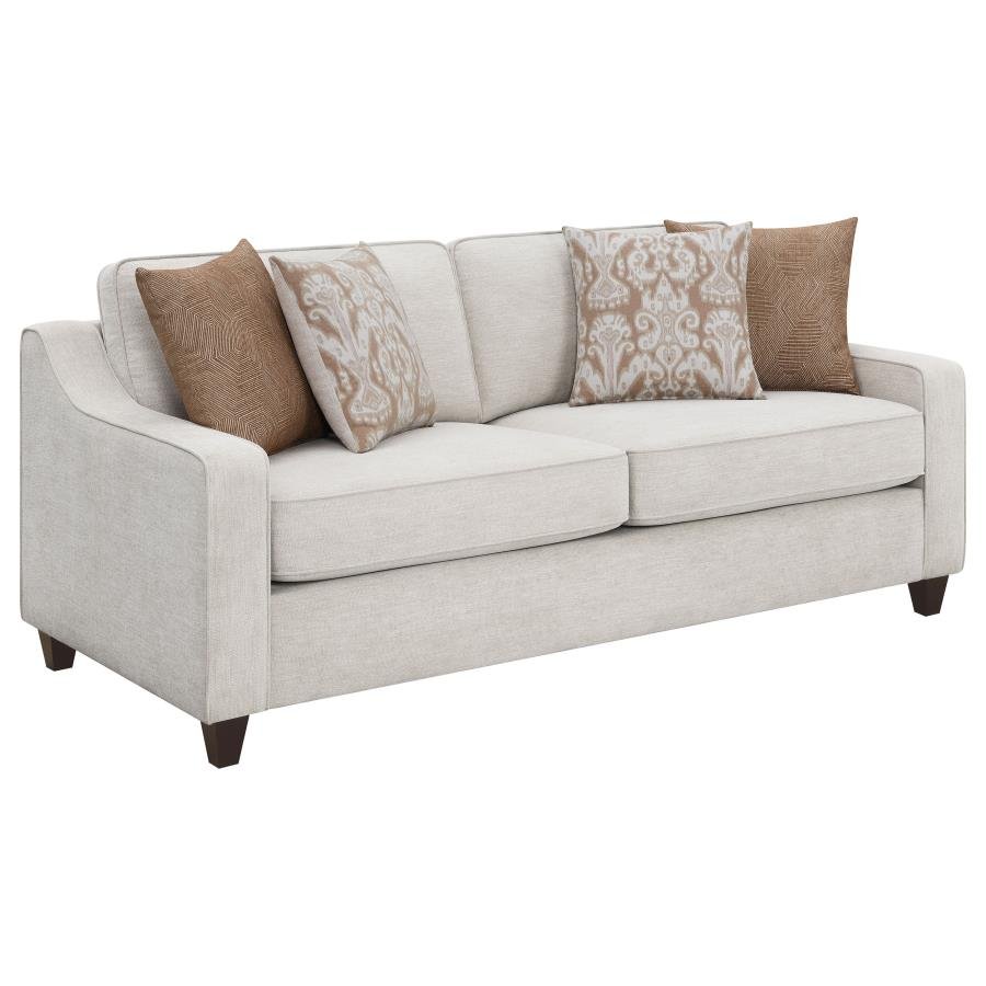 552061_02x900.jpg CHRISTINE UPHOLSTERED SLOPED ARM SOFA BEIGE - Image 1