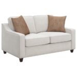 CHRISTINE UPHOLSTERED SLOPED ARM LOVESEAT BEIGE