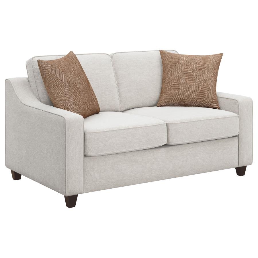 552062_02x900.jpg CHRISTINE UPHOLSTERED SLOPED ARM LOVESEAT BEIGE - Image 1
