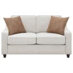 CHRISTINE UPHOLSTERED SLOPED ARM LOVESEAT BEIGE - Image 3