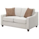 CHRISTINE UPHOLSTERED SLOPED ARM LOVESEAT BEIGE - Image 4