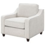 CHRISTINE UPHOLSTERED SLOPED ARM ACCENT CHAIR BEIGE - Image 4