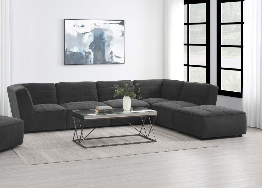 552081-SET_01x900.jpg SUNNY 6-PIECE UPHOLSTERED MODULAR SECTIONAL SOFA CHARCOAL - Image 1