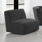 SUNNY UPHOLSTERED ARMLESS CHAIR DARK CHARCOAL - Image 2