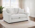 ASHLYN FABRIC UPHOLSTERED TRACK ARM LOVESEAT SAND - Image 2