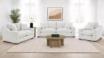 ASHLYN FABRIC UPHOLSTERED TRACK ARM ACCENT CHAIR SAND - Image 11