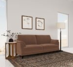 SELMA VELVET UPHOLSTERED CRESCENT ARM SOFA RUST - Image 2