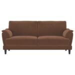 SELMA VELVET UPHOLSTERED CRESCENT ARM SOFA RUST - Image 3
