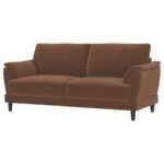 SELMA VELVET UPHOLSTERED CRESCENT ARM SOFA RUST - Image 4