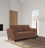 SELMA VELVET UPHOLSTERED CRESCENT ARM LOVESEAT RUST - Image 2