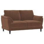 SELMA VELVET UPHOLSTERED CRESCENT ARM LOVESEAT RUST