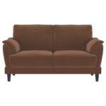 SELMA VELVET UPHOLSTERED CRESCENT ARM LOVESEAT RUST - Image 3
