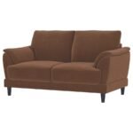 SELMA VELVET UPHOLSTERED CRESCENT ARM LOVESEAT RUST - Image 4