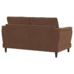 SELMA VELVET UPHOLSTERED CRESCENT ARM LOVESEAT RUST - Image 8