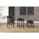 5681BLK-24 Round Swivel Counter Height Stool, Black - Image 2