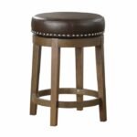 5681BRW-24 Round Swivel Counter Height Stool, Brown
