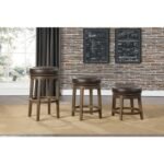 5681BRW-29 Round Swivel Pub Height Stool, Brown - Image 2
