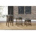 5681GRY-24 Round Swivel Counter Height Stool, Gray - Image 2