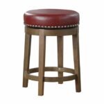 5681RED-24 Round Swivel Counter Height Stool, Red