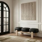 Woodcrest Vegan Leather Upholstered Bench - Image 3