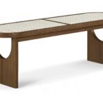 Canovia Solid Wood And Faux Cane Bench