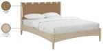 Santos Vegan Leather Headboard and Wood Bed - Image 12