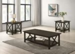 RACHELLE 3-PIECE RECTANGULAR COFFEE TABLE SET DEEP MERLOT